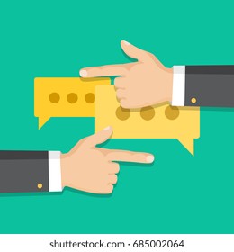 Hand with pointing finger left and right side. Flat style. Vector illustration