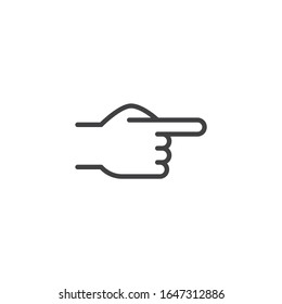 Hand with pointing finger line icon. linear style sign for mobile concept and web design. Pointing finger right outline vector icon. Symbol, logo illustration. Vector graphics