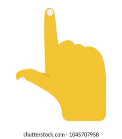 Hand with pointing finger and opened thumb concept of indicating interface, 