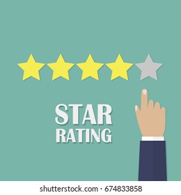 Hand Pointing Finger Pointing Rating Stars Stock Vector (Royalty Free ...