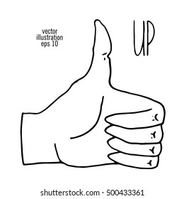 Hand with pointing finger. Showing the direction hand drawn vector illustration.