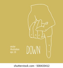 Hand with pointing finger. Showing the direction hand drawn vector illustration.