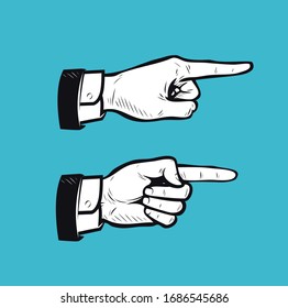 Hand Pointing Finger Sign. Business Vintage Vector Illustration
