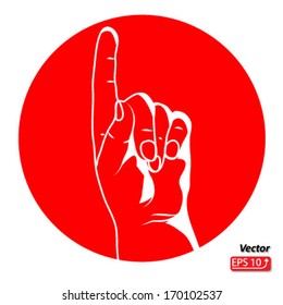 Hand with pointing finger sign red isolated on white background vector