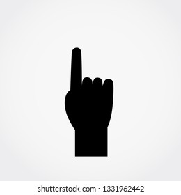 Hand with pointing finger. Simple flat design. Black silhouette of hand gesture. Vector icon.