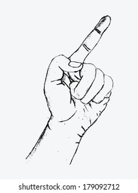 hand pointing finger, sketch illustration