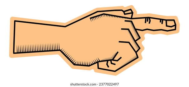 Una mano apuntando hacia el objetivo,elemento de diseño gráfico estilo clásico