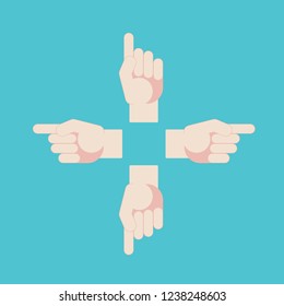 Hand with pointing finger. Vector direction sign