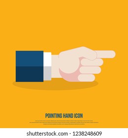 Hand with pointing finger. Vector direction sign