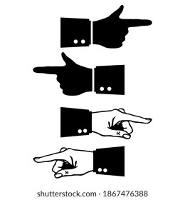 Icono de vector de dedo de mano y dedo señalador aislado en fondo blanco