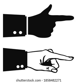 Hand with pointing finger vector icons set isolated on white background. Abstract web design elements for website or presentation.