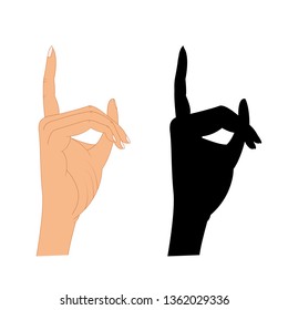 Hand with pointing finger Vector illustration , Pointing fingers, hand drawn hands isolated on white background, silhouette of pointing finger hand