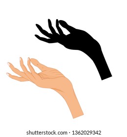 Hand with pointing finger Vector illustration , Pointing fingers, hand drawn hands isolated on white background, silhouette of pointing finger hand