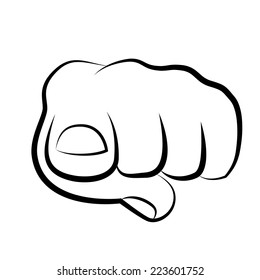 hand pointing finger at viewer, from front vector illustration