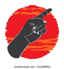Hand pointing with forefinger illustration 