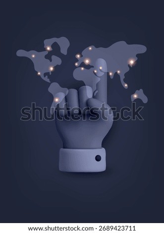 Hand pointing to glowing user icon, emphasizing interactive choice and selection in digital applications. 3D Vector Web Illustration.