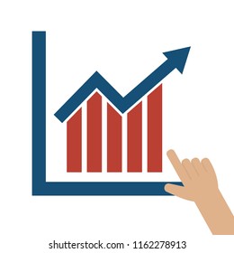 Hand pointing at graph icon vector