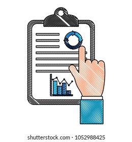 hand pointing graph statistic business report progress