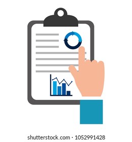 hand pointing graph statistic business report progress