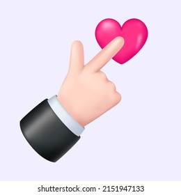 Hand Pointing to the Heart. Creative 3D Sign Language Gesture. Vector illustration