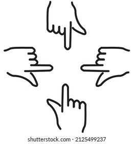hand pointing icon, line design, vector illustration