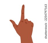 Hand with pointing index finger, brown skin color