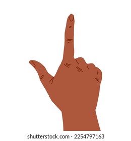 Hand with pointing index finger, brown skin color