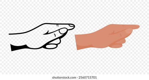 Hand Pointing With Index Finger. Design Template for Social Media, User Interfaces, Directional Signs. Flat Design With Clean Lines And Color Variations. Flat Cartoon Vector Illustration