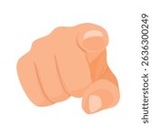 Hand pointing index finger forward straight at you