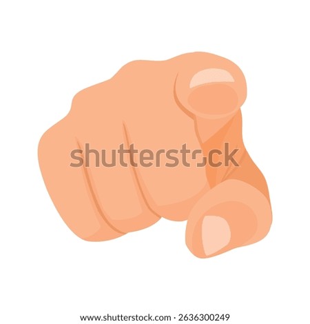 Hand pointing index finger forward straight at you
