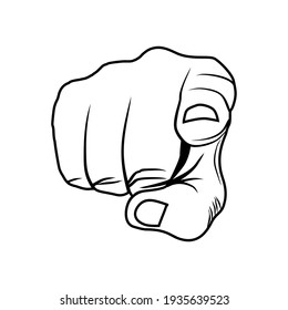 Hand pointing index finger front vector illustration