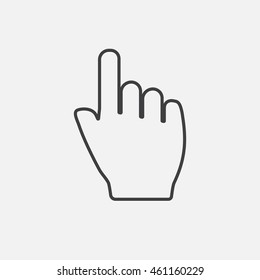 Hand pointing with index finger. Line Icon Vector. Mouse cursor sign isolated on white background. Click symbol. Flat style logo design for web or mobile app