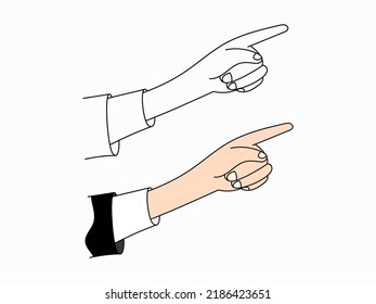 Apuntar con la mano con el dedo índice. Dibujo de vector lineal y de color.	