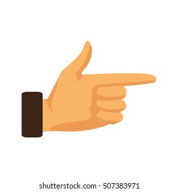 Hand pointing with index finger on a white background. Vector illustration