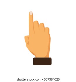 Hand pointing with index finger on a white background. Vector illustration