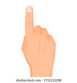 Hand pointing. Index finger touches on screen or shows something. Icon vector illustration
