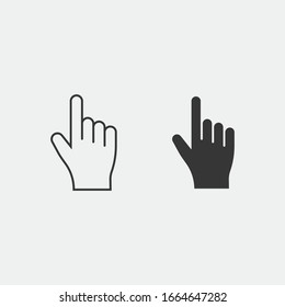 apuntando con la mano con el icono del vector índice sólido y contorno