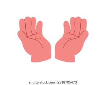 Hand, zeigen, lehnen, greifen, klammern, halten, verschiedene Armbewegung, Gestensymbol, verschiedene Handgesten, Zeichen mit Handfläche und Fingern einzeln auf dem Hintergrund, flache Vektorgrafik.