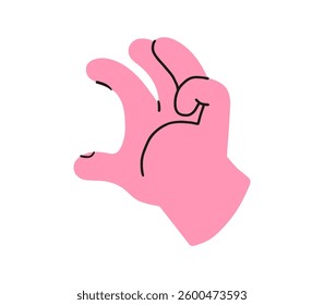 Hand, pointing, leaning, grasping, clenching, holding, different arm action, gesture symbol, different hand gestures, signs shown with palm and fingers isolated on background flat vector illustration.