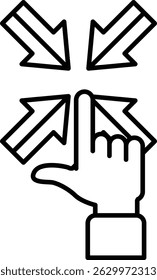 A hand pointing to the left with arrows pointing to the right. Concept of a directional point or a pointer