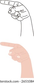 hand pointing lineart color vecter 