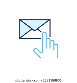 Hand pointing on Envelope vector Email concept colored icon or symbol