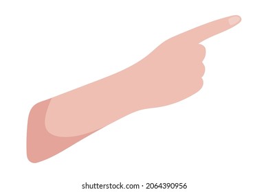 apuntando con la mano sobre fondo blanco
