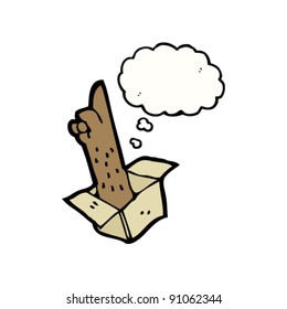 hand pointing out of box cartoon