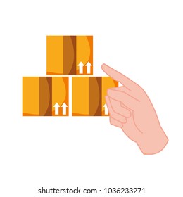 hand pointing out the delivery packages service