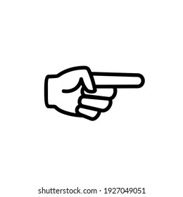 Hand pointing right line icon. Clipart image isolated on white background.