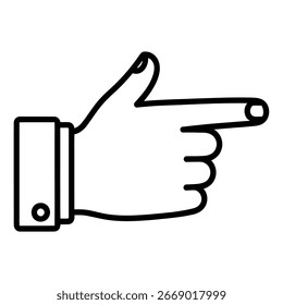 A hand pointing right, perfect for various projects. This vector illustration is isolated on a white background and is ideal for any design or communication-related project.