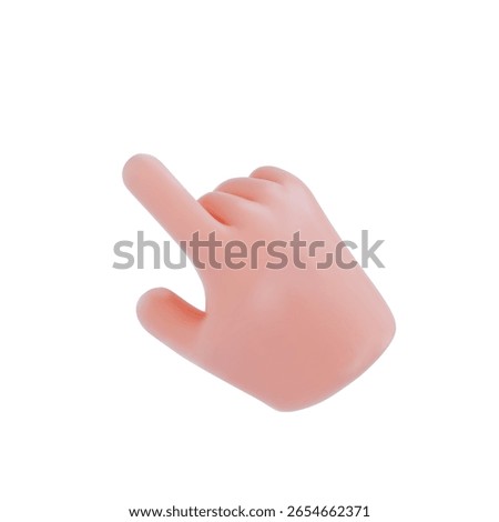 A hand pointing to the side. Can denote navigation, click, or direction. Vector illustration in 3D style on isolated background.