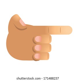 a hand is pointing at something in white background