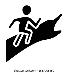 Hand, die auf das Zielkonzept auf weißem Hintergrund zeigt, Erreichen des Ziels mit Vektorillustration der Humanressourcen-Symbolgestaltung, Zeichen des Motivationssymbols